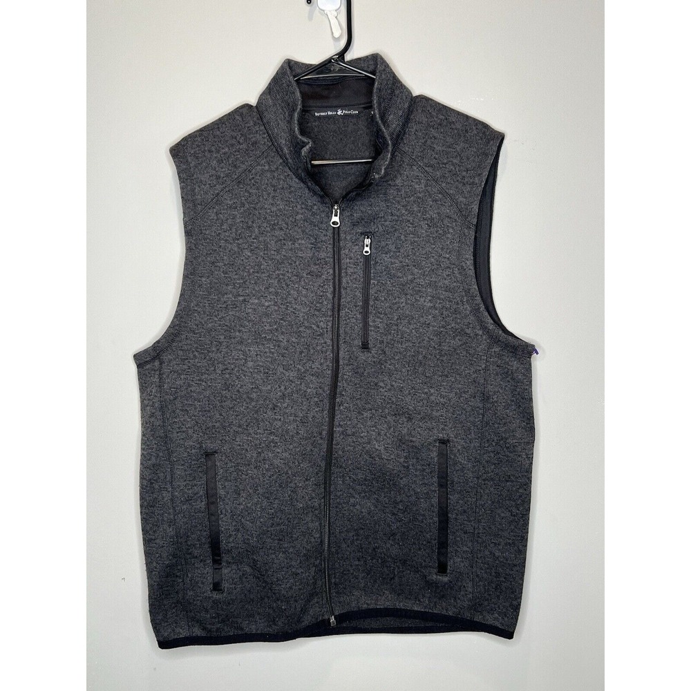 Beverly Hills Polo Club Vest Men's Large Black Fleece Polyester Pockets